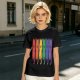 Olive T-Shirt With Rainbow Pride Cats Graphic