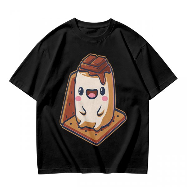 Olive T-Shirt With Cute Smores Character Graphic Print