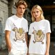 Olive T-Shirt Featuring Frog Riding Duck Holding Knife