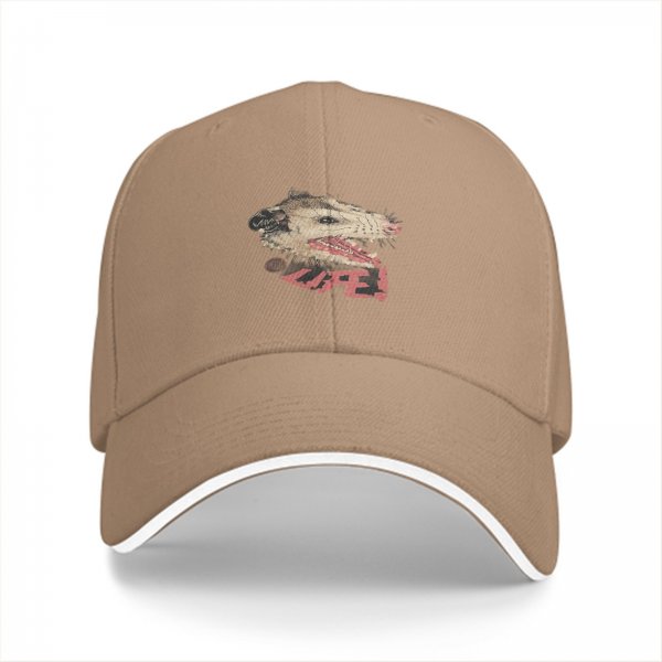 Black baseball cap with hissing opossum and LIFE! graphic