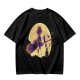 Olive t-shirt with witch flying on broom against full moon