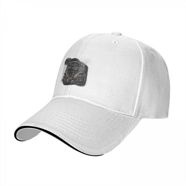 Black Baseball Cap With Astronaut Rainbow Graphic Print