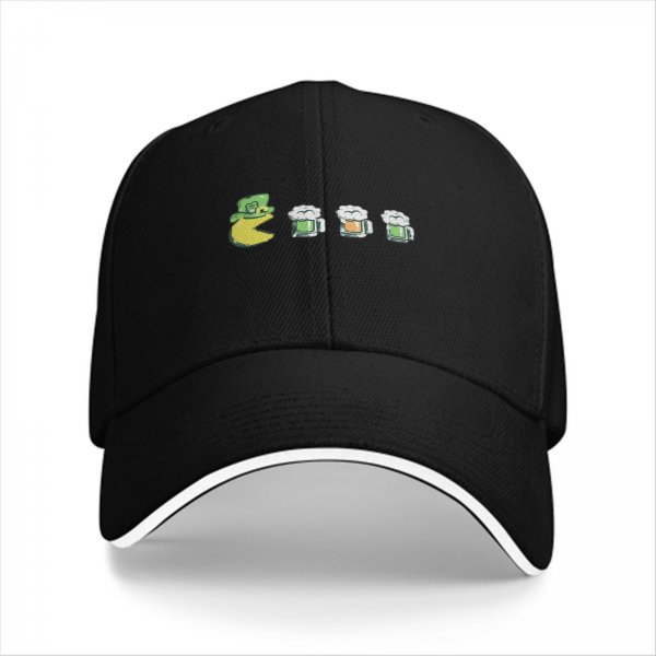St Patricks Day Leprechaun Pac-Man Beer Eating Baseball Cap