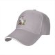 Black Baseball Cap With Cute Fantasy Creature And Floral Print