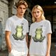 Olive T-Shirt With Meditating Frog Graphic Print
