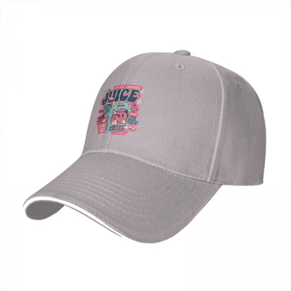 Black Baseball Cap With Retro Juice Box Graphic Print