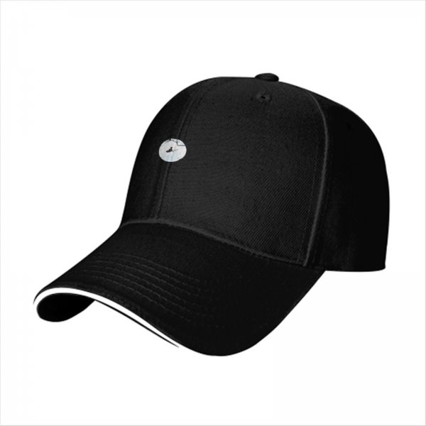 Black Baseball Cap With Small Canoe Graphic On Front