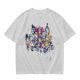 Olive T-Shirt with Anime Character Group Coffee Print