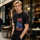 Olive Graphic T-Shirt with 'MORE POWER' and Muscular Skeleton Character