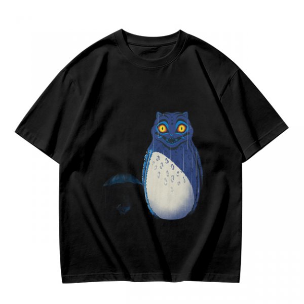 Olive T-Shirt With Blue Whimsical Creature Graphic Print