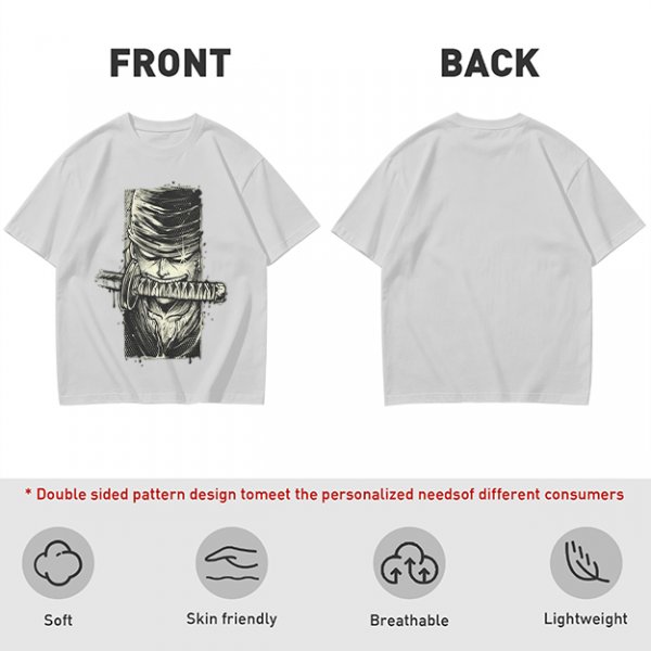 Olive T-shirt with One Piece Zoro Bandana Sword Print