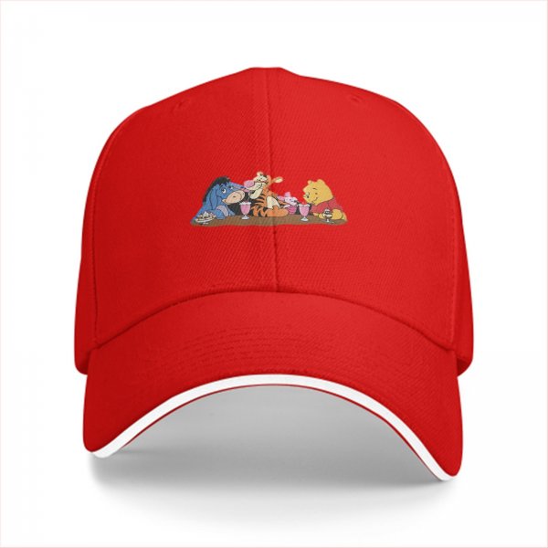 Black Baseball Cap With Winnie The Pooh And Friends Tea Party Print