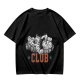 Olive T-Shirt With Cartoon Characters And 'CLUB' Graphic Print