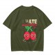 Olive Graphic T-Shirt With I HATE mood swings Cherry Print