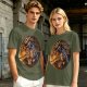 Olive T-Shirt With Dragon And Warrior Fantasy Art Print