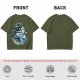 Olive T-shirt with Waterbender Character and Wave Art Print