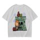 Olive T-shirt with Peanuts-style He-Man Castle Grayskull Graphic