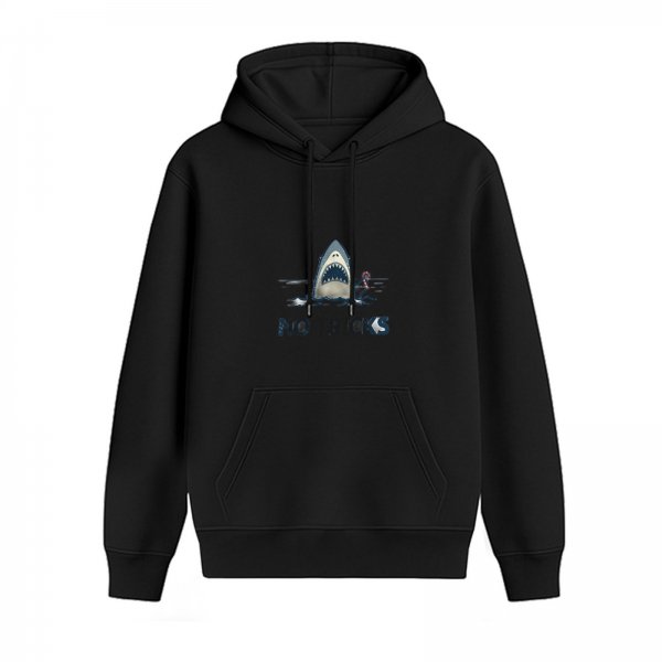 Black Hoodie With Shark Graphic Print For Casual Wear