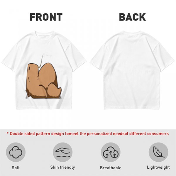 Olive Green T-Shirt With Capybara Rear View Graphic