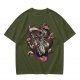 Olive Graphic Tee With Surreal Fantasy Creature Art Print