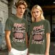 Olive green t-shirt with 'Humans? Whatever. Cats? Forever!' print