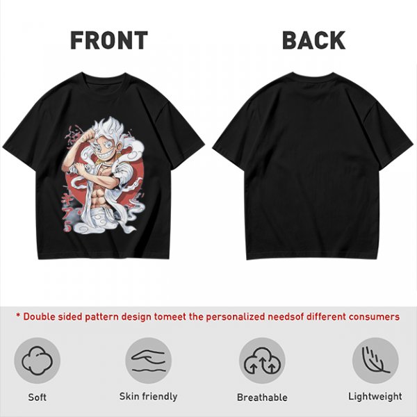 One Piece Gear 5 Luffy Graphic Print Olive T-Shirt