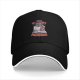 Black baseball cap with 'Less Internet More Food' cat laptop print