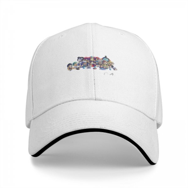 Black Baseball Cap With Cute Chibi Anime Character Group Print