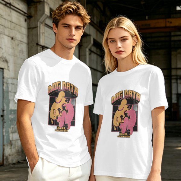 Olive green graphic t-shirt with dog data system print