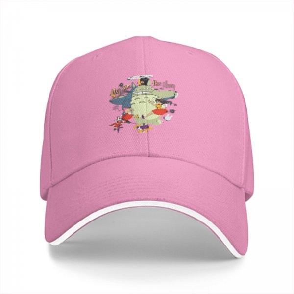 Black baseball cap with Totoro and girls graphic print