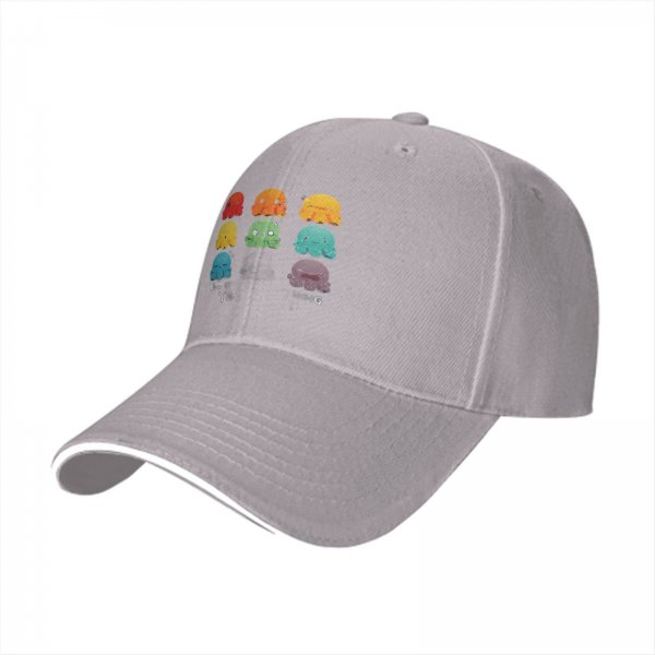 Black baseball cap with colorful emotional octopus graphic print