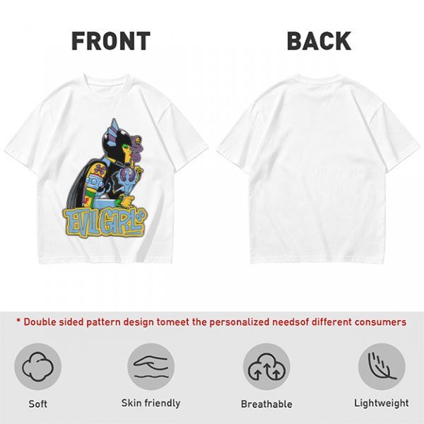 Olive T-shirt with Evil Girl Graphic Print