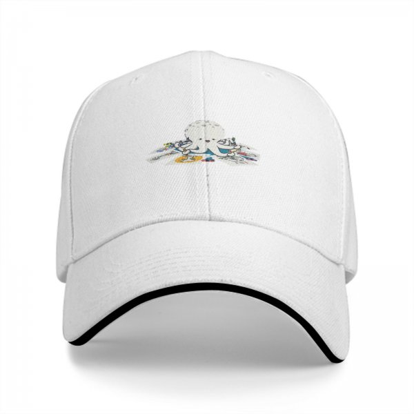 Black baseball cap with cute octopus holding colorful cards print