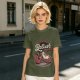 Olive graphic t-shirt with unicorn therapy and 'Even I Don't Believe In Myself' text