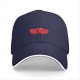 Black Baseball Cap With Red Split Bean Graphic Design