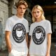 Olive t-shirt with 'New Emotion Caffeine Addiction' coffee cup graphic