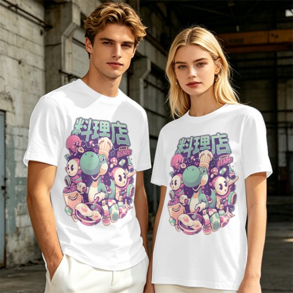 Olive t-shirt with dinosaur chef and cute character cooking graphic