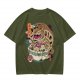 Olive t-shirt with cat bus ramen bowl graphic print