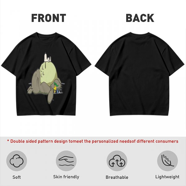 Olive T-shirt with whimsical forest spirit and small animal graphic print