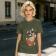 Olive green t-shirt with pumpkin ramen and ghost graphic print