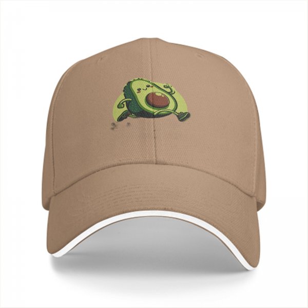 Black Baseball Cap With Cute Running Avocado Graphic