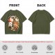 Olive Green T-Shirt With Christmas Cat Gingerbread Candy Print