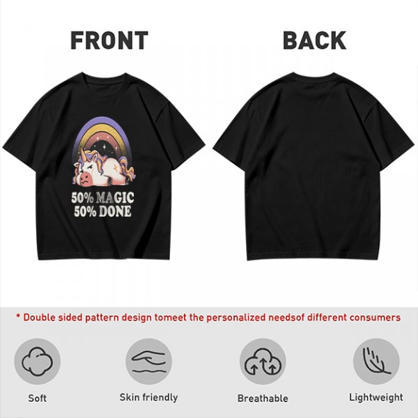Olive T-Shirt With Grumpy Unicorn 50% Magic 50% Done Print