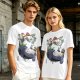 Olive green t-shirt with My Neighbor Totoro forest scene print