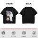 Olive graphic tee with Wednesday and Enid cartoon wolf design