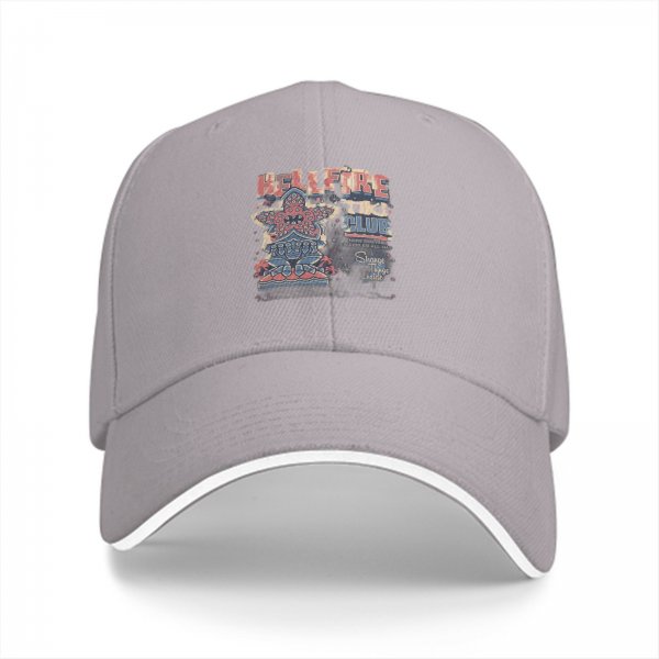 Black baseball cap with Hellfire Tiki Club graphic print