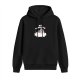 Black hoodie with 'No Thoughts' sleeping character cloud graphic