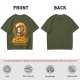 Olive green graphic t-shirt with cute reaper coffee themed print