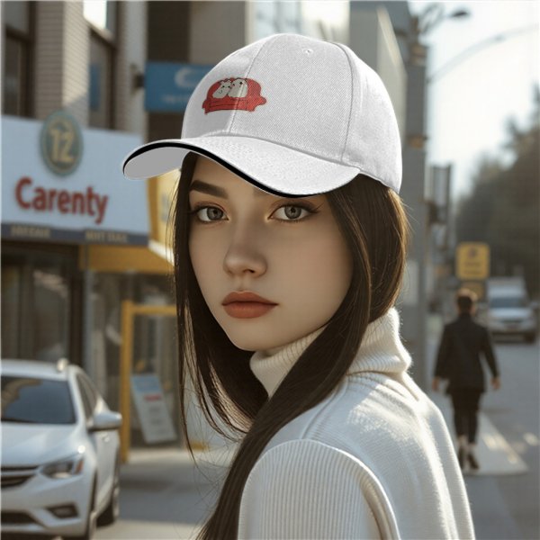Black baseball cap with cute ghost unicorns sitting on red couch print