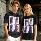 Olive T-Shirt With Four Gorillaz Character Portraits Print
